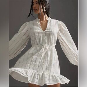 Anthropologie Forever That Girl White Eyelet Lace Midi NWT Boho Cottagecore XS